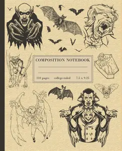 Composition Notebook College Ruled: Vintage Halloween Vampire Composition Notebook | Vampire Composition Notebook For Back To School, Office, Work | Wide Lined