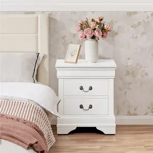 Yaheetech Fully-Assembled Nightstand with Drawers, Classic 2-Drawer Nightstand Large Bedside Table with Storage, Wooden Painted Storage Cabinet for Bedroom