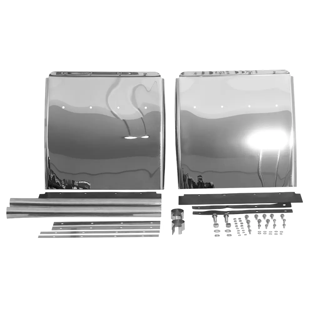2-Piece Stainless Steel Low Profile Semi Truck Quarter Fenders Set, 24"x24" Corrosion Resistant Truck Accessories, Stylish & Streamlined Look, Easy to Maintain & Clean, Compatible with Freightliner, Volvo VNL, Kenworth