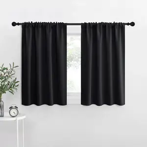 NICETOWN Short Curtains， Black Out RV Bunk Panels for Kitchen - Energy Smart Decoration Thermal Insulating Blackout Drapes/Draperies for Small Window (2 Panels， 34 inches Wide by 30 inches Long)