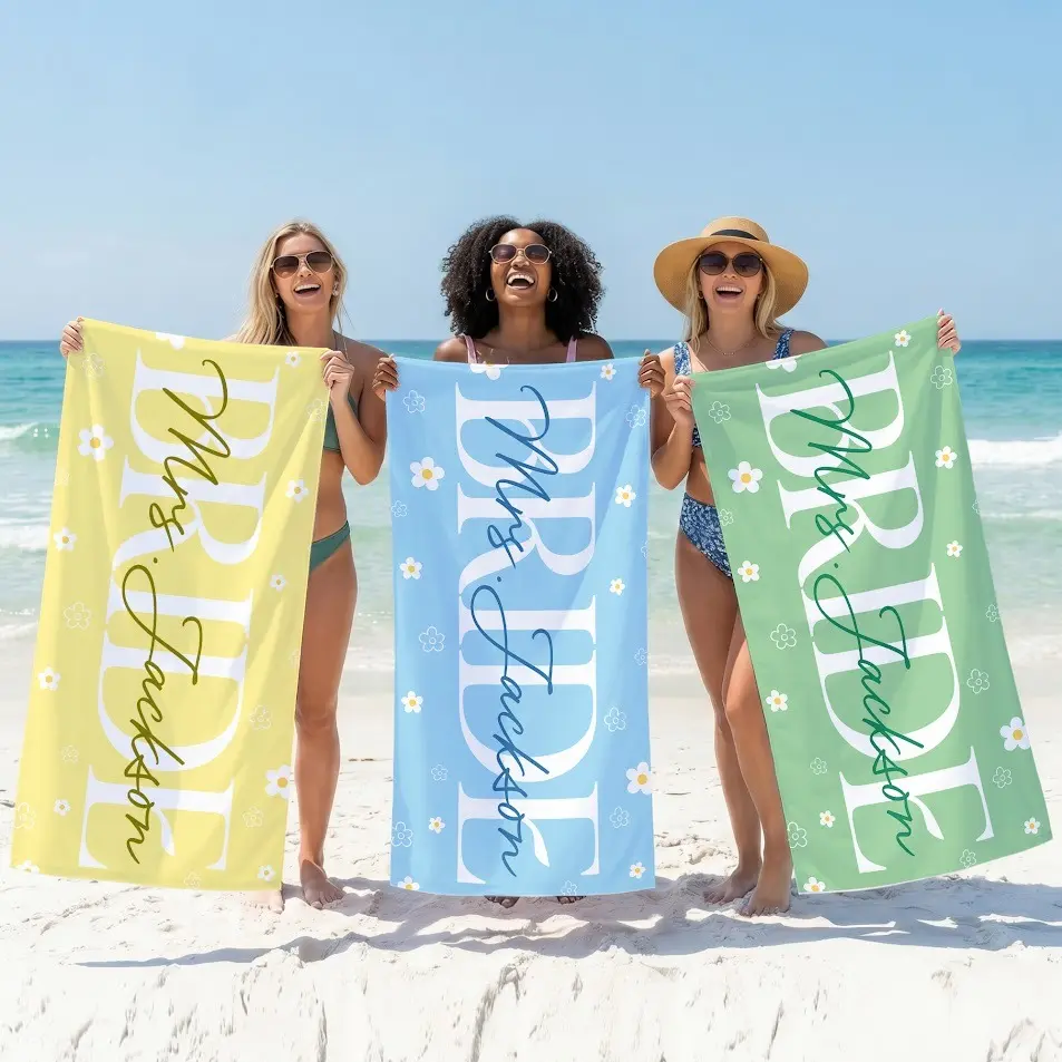 Personalized Bride Beach Towels, Bride Custom Beach Towel, Custom Vacation Gift, Honeymoon/Bachelorette Trip, Bridal Shower Gift | 080526.R0811.ID01