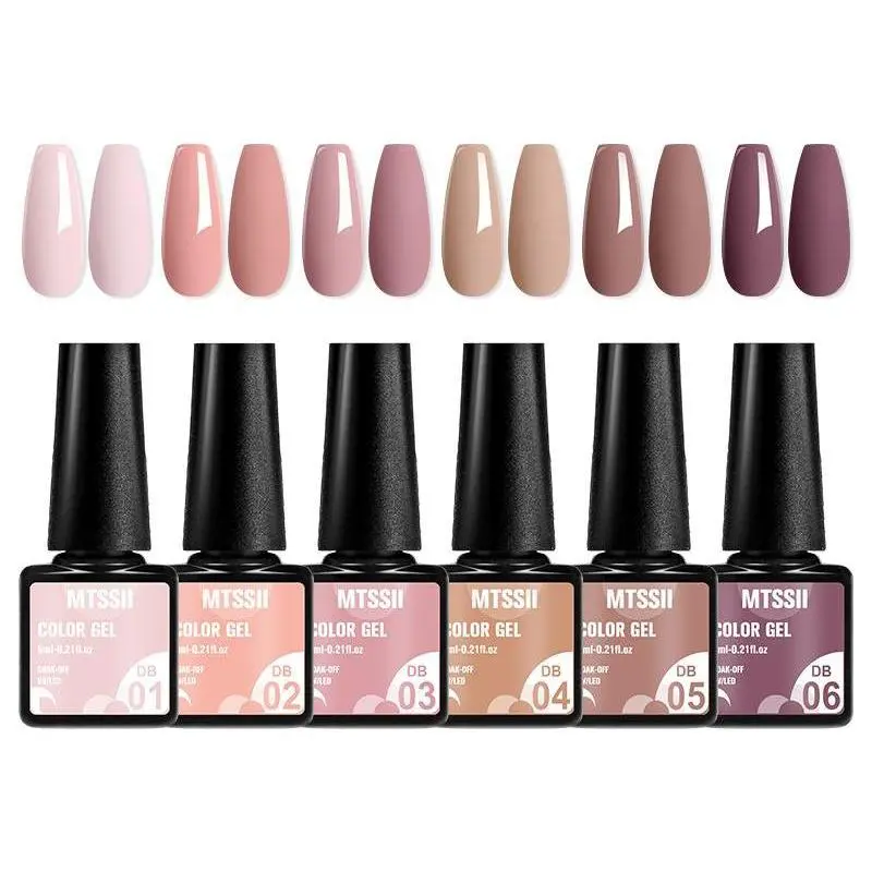 6-color Gel Nail Polish Set, 1 Set Long Lasting Shimmering Nail Art DIY For Women & Girls, Nail Art & Nail Polishes, Manicure