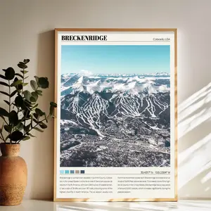 Breckenridge The Alpine Gem of Colorado Wall Art Vintage Black and White Art Posters Funky Aesthetic Canvas Prints Retro Bar Cart Decor for Bar Bedroom