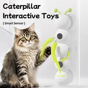 Pet Intelligent Caterpillar Toy, Kitten Hamster Game, Cat Suction Cup Caterpillar Electric Toy, Interactive Pet Teaser Rod