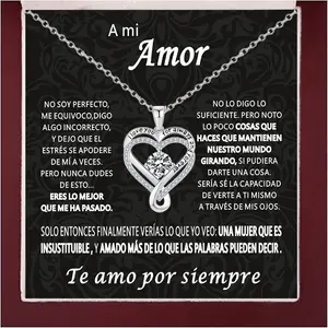 Christmas Gift To My Love Eternal Heart Double layered Heart Shaped Necklace With Gift Box Gilrfriend Wife Valentine's Day Gifts