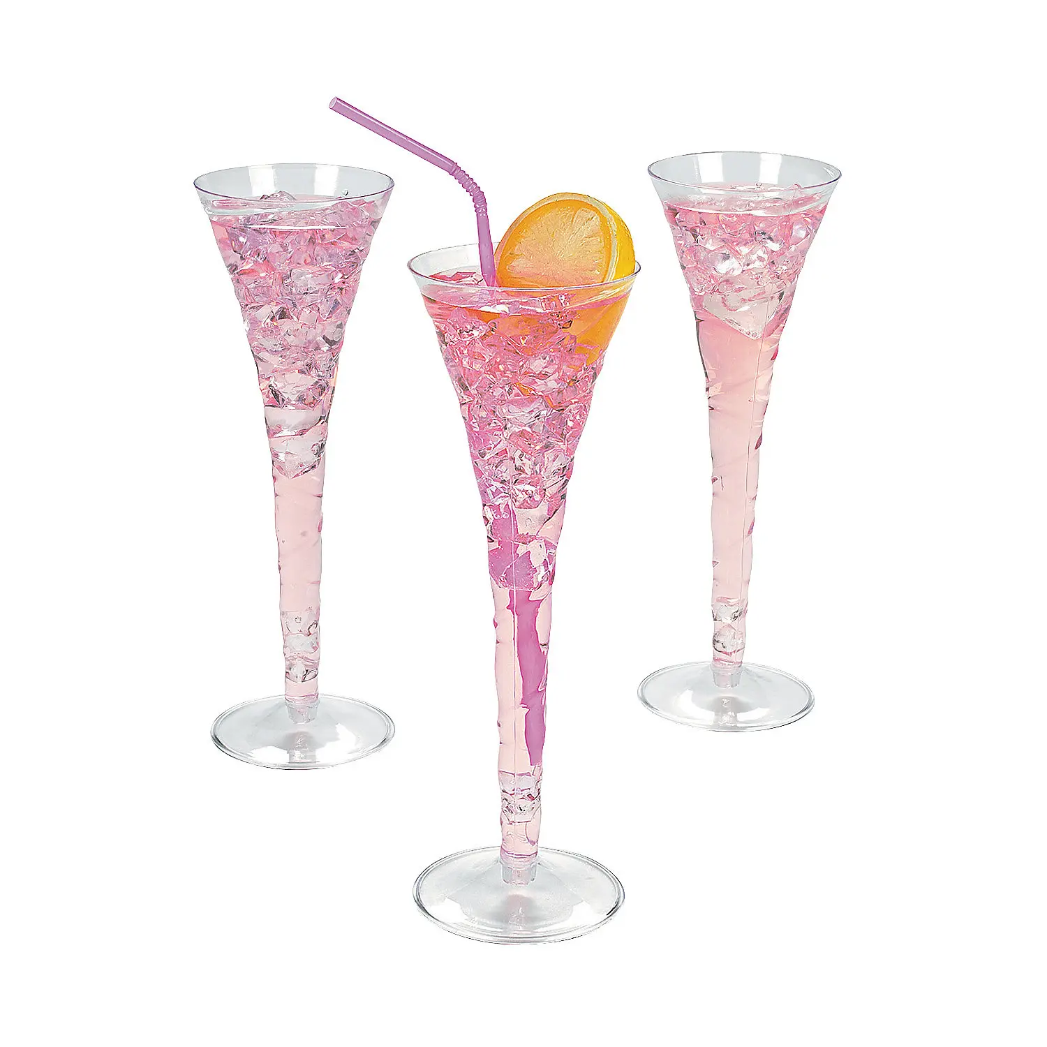 Glamorous Disposable Plastic Champagne Flute Drinking Glasses - 25 Ct., Wedding Kitchen Drinkware Essentials, Disposable Plastic Glasses
