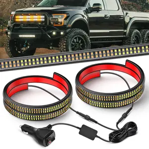 Nilight 2PCS 24-in Truck Grille Strobe Light Strips, 384-LED Amber White Flexible Side Flashing Car Accessories, Waterproof Working Safety Lighting Kit for Trucks, Construction Vehicles