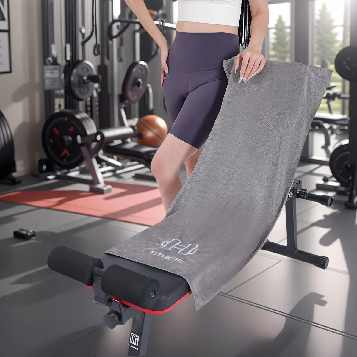 Large Sport Mat Towel Set, Exercise Mat Gym Fitness Microfiber Quick-Dry Towels, Hidden Pocket Training Pad, Ideal Gift for Dumbbells & Equipment, Fitness Accessories