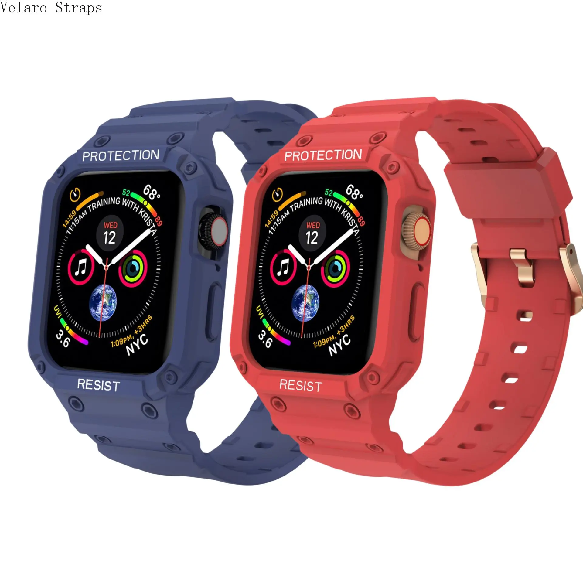 2-Pack Rugged TPU Case + Strap for Smart Watch, All-In-One Sports Protective Band (38/40/41/42/44/45/49mm)