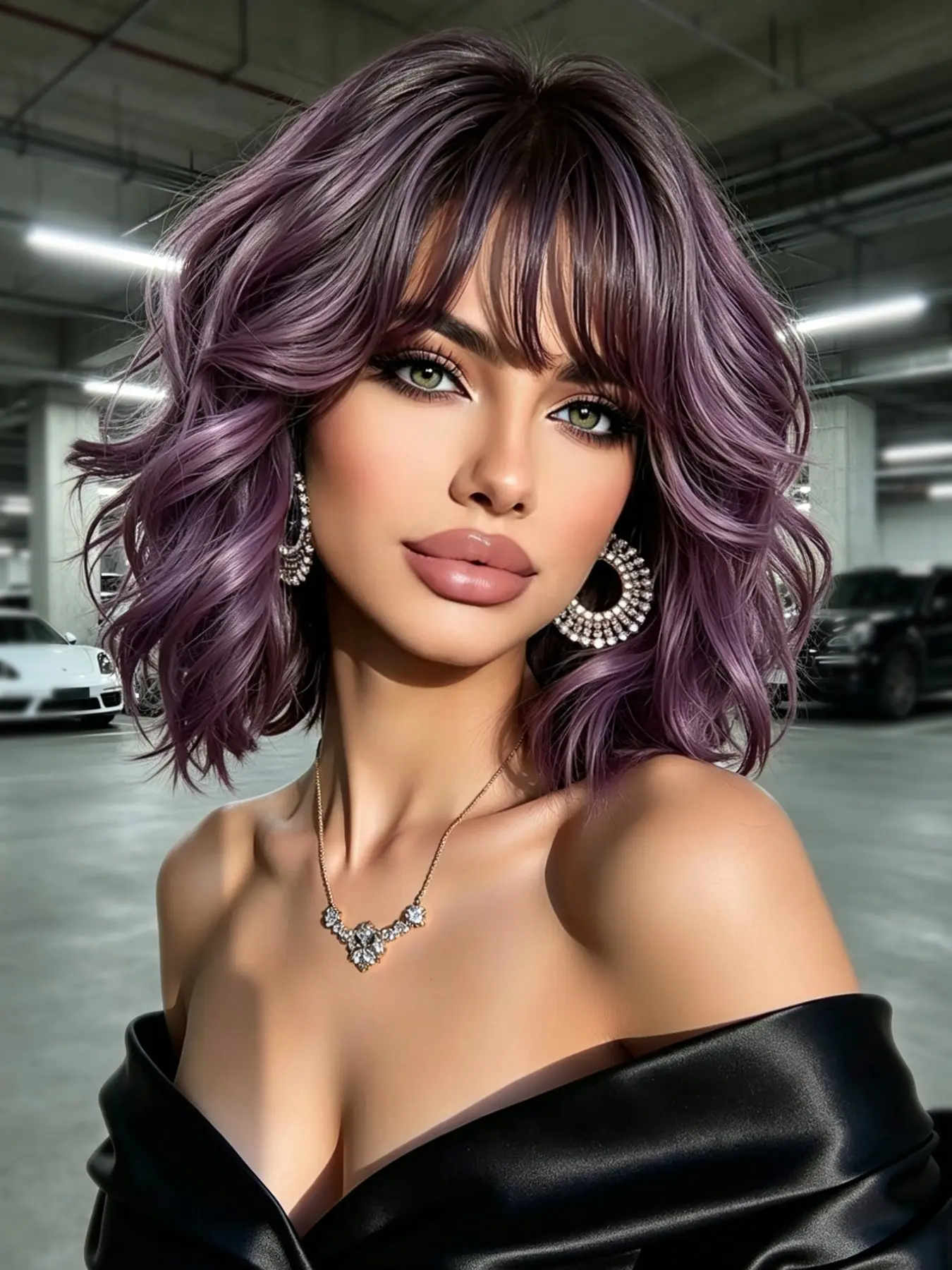 14-Inch Short Air Bangs Wave Wig, Heat-Resistant Synthetic Hair, Natural Layered Bob Wig, Perfect for Daily Wear and Festive Events