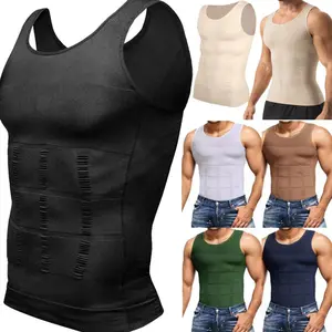 Men's Body Shaper Vest, 1/2/3/4 Pack Menswear Body Shaper Mens Compression Shirt Vest Shapewear Breathable Lightweight Stretchy Activewear Workout Tank Tops Smooth Undershirt Soft Suits