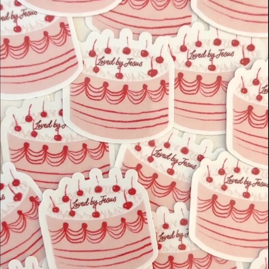Loved by Jesus sticker cake