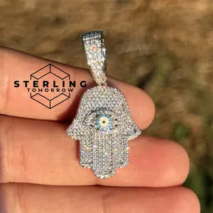 Hamsa Hand Pendant with Blue Evil Eye