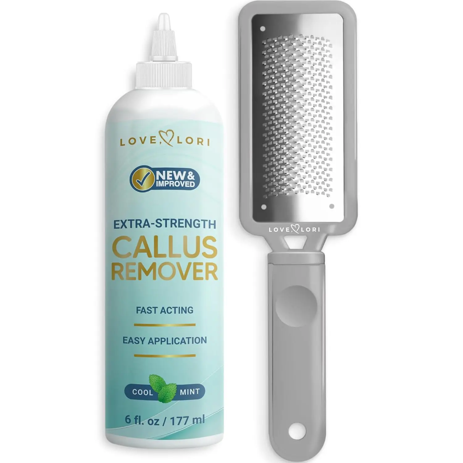 Love Lori Foot Callus Remover Kit - Gel & Foot Scraper for Dead Skin, 6oz | Complete callus remover kit for feet, extra-strength gel plus a foot scraper for salon-quality pedicure results at home
