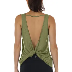 Women's Open Back High Neck Workout Athletic Gym Tank Tops