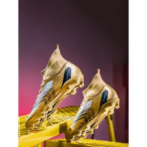 Men's Letter Print Lace Up Soccer Shoes, Comfortable Breathable High Top Football Shoes, Professional Football Cleats for All Seasons, Football Field Boots