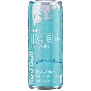 5x Red Bull Iced Vanilla Berry - Sports Energy Drink Caffeinated Beverage Refreshing Winter Edition Blue Edition Wholesale Bulk Pack Lot Bundle Sparkling Liquid Focus Performance Workout Gym Fuel Party Mixer Supply 5pk 8.4oz Can Pack
