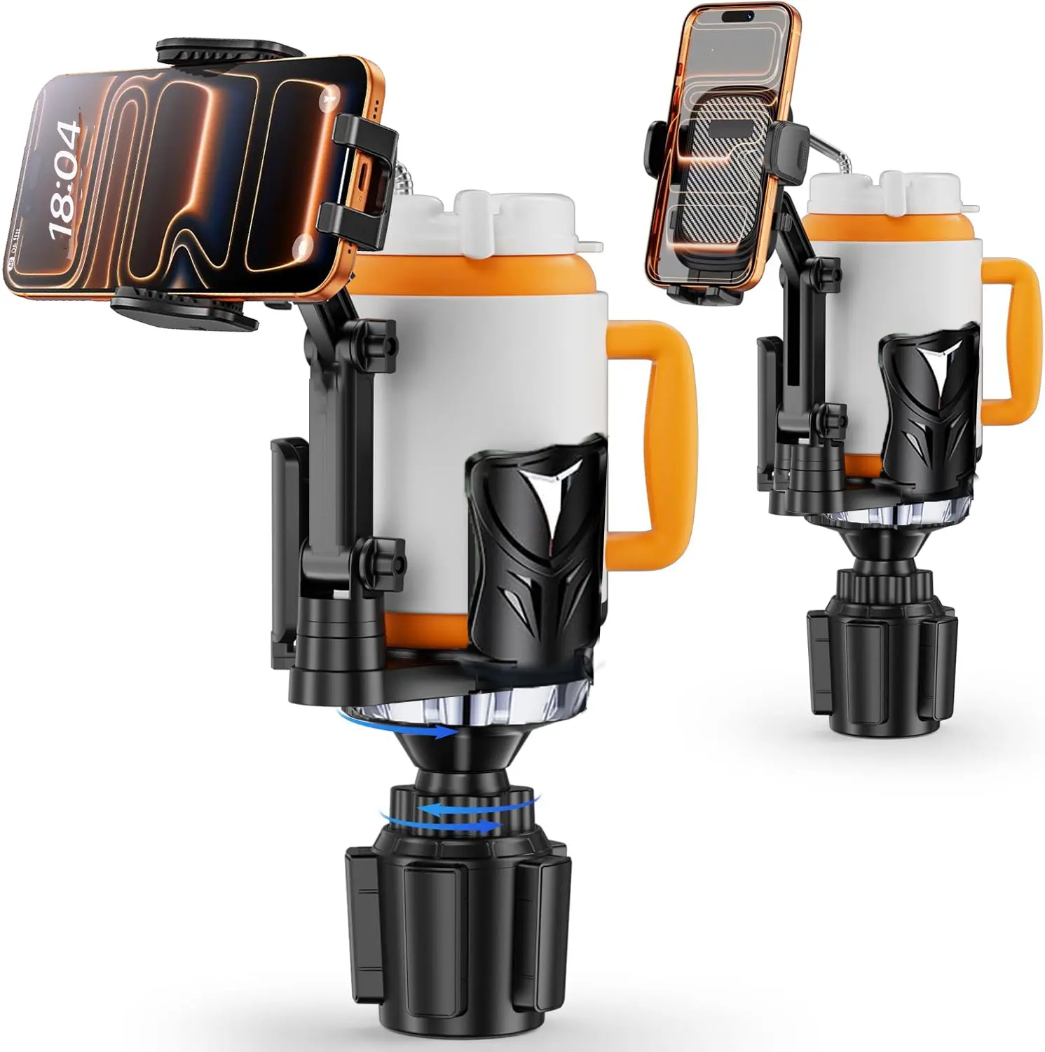 [Summer Vibes] Phone Holders for Your Car, Extra Large Cup Holder Expander with Adjustable Base with Phone Mount, for Coffee Drink Food Car Trash Can,Universal for Owala, Stanley, Yeti Cups (24oz to 64oz),Car Cup Holder for Boats & Truck & SUV & Van
