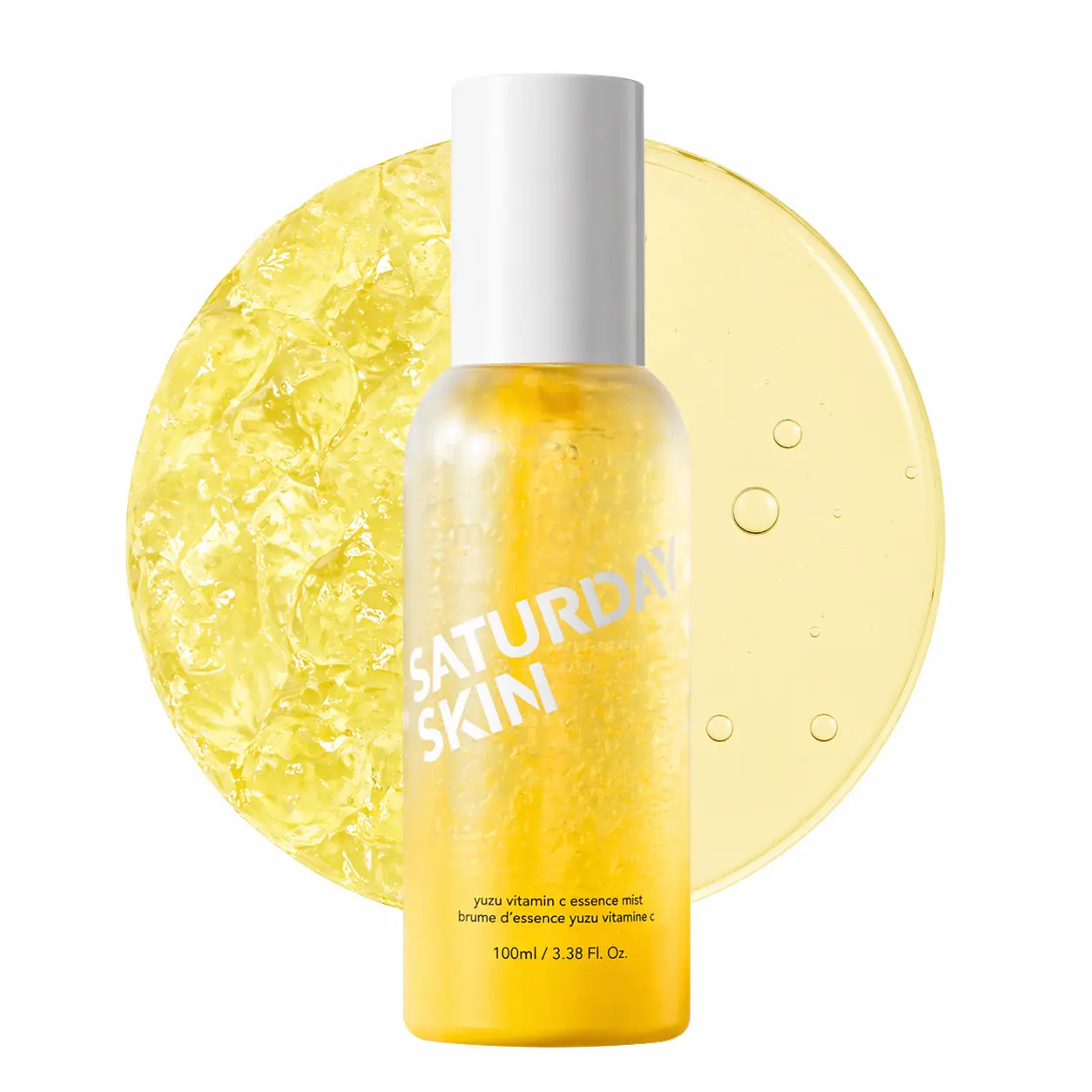Saturday Skin Yuzu Vitamin C Essence Jelly Mist- Brightening Plumping Soothing Pore Refining - Encapsulated Vitamin C Ceramides Peptides - Korean Skincare Face Dual-Texture Mist Essence