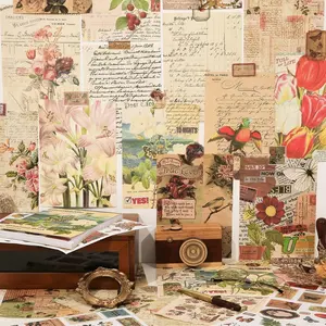 500+pcs Vintage Washi Stickers and Papers for Scrapbooking, Ephemera Book for Journaling with Botanical Sticker and Scrapbook Decoupage Paper for Bullet Junk Journal, Scrapbooking Supplies for Adults