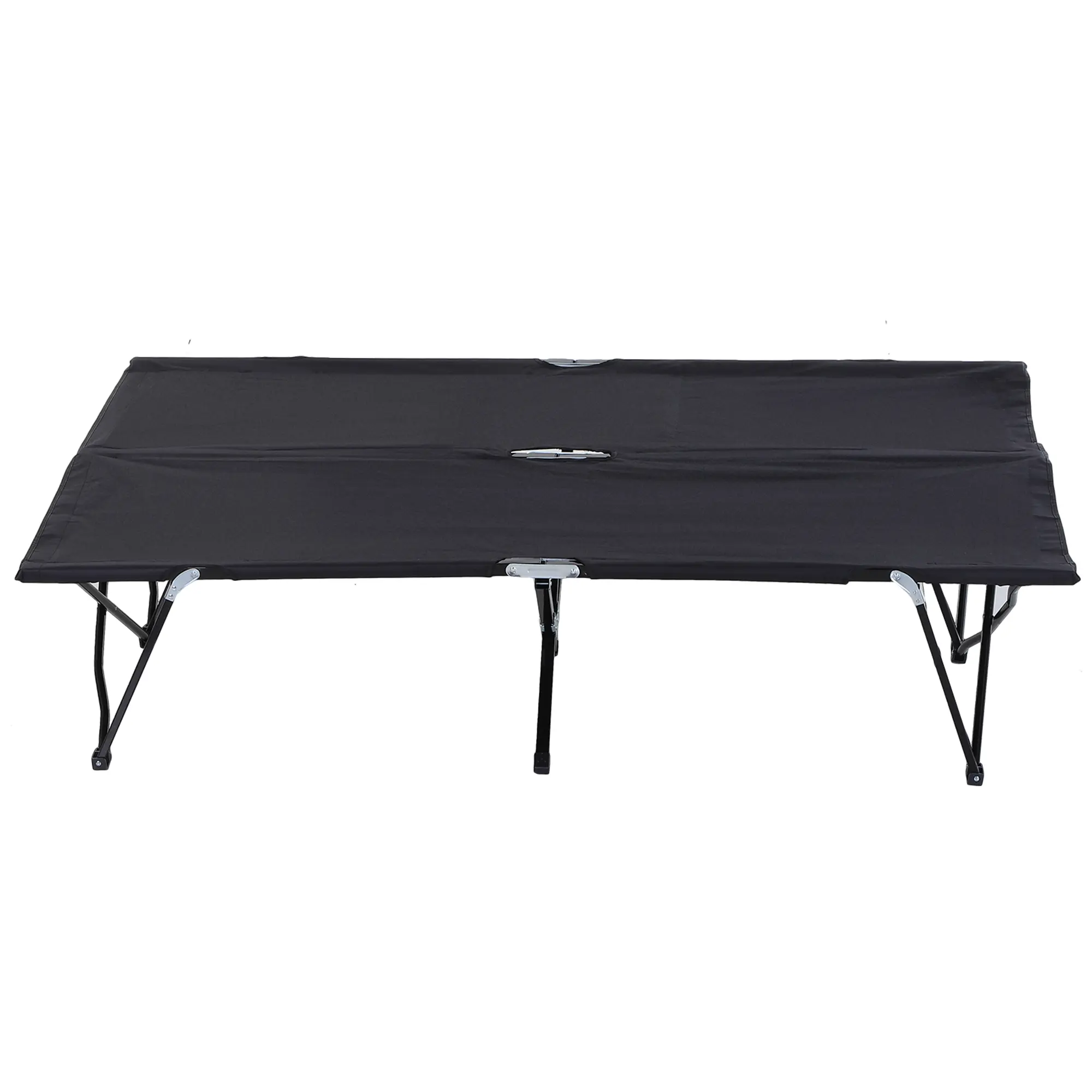 Extra wide adult folding camping cot 600D oxford fabric 300lbs weight capacity elevated ground clearance ideal for fishing hunting bonfire overnight