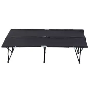 Extra wide adult folding camping cot 600D oxford fabric 300lbs weight capacity elevated ground clearance ideal for fishing hunting bonfire overnight