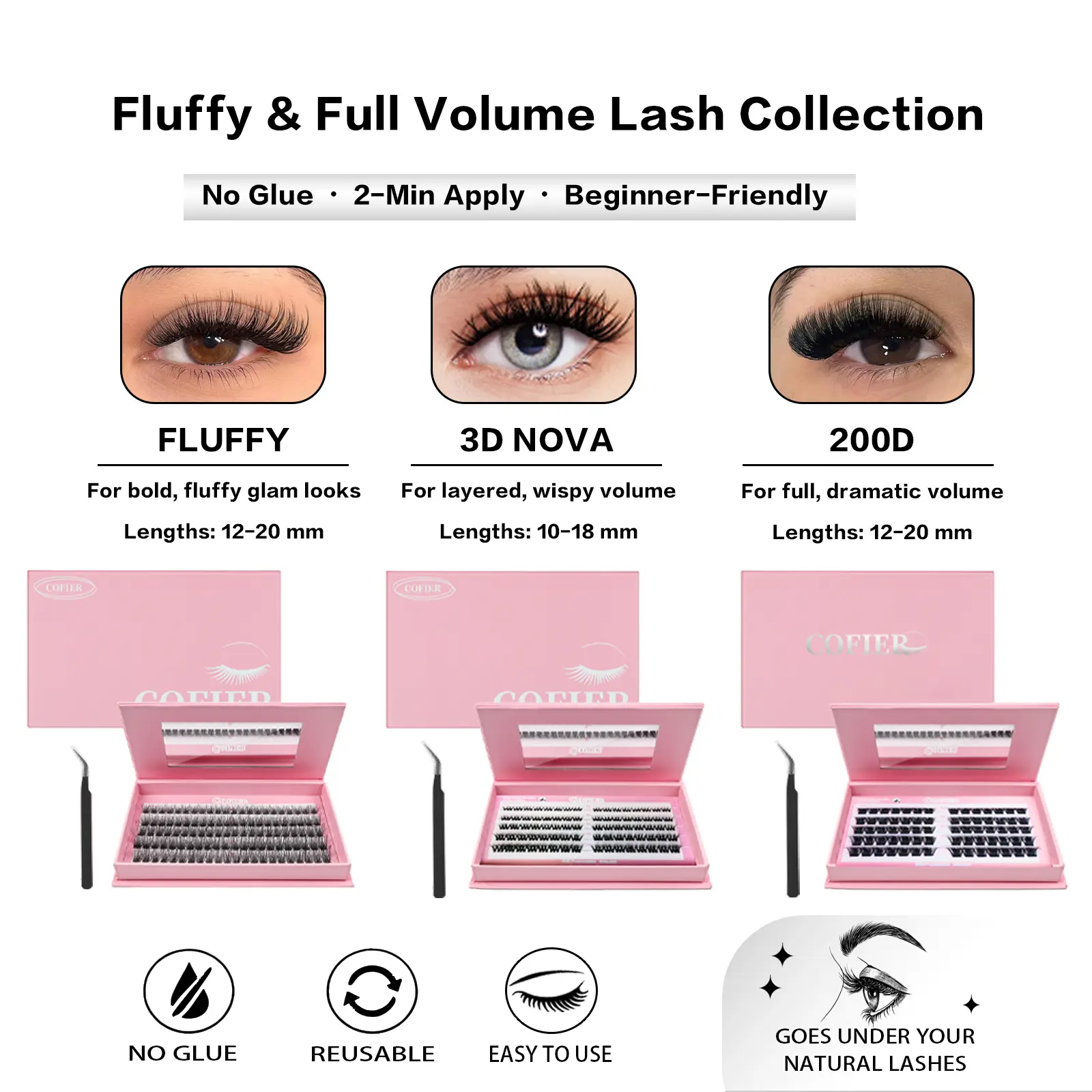 (Video Exclusive) Cofier No-Glue Lash Collection #Summervibes (Video Exclusive) Cofier No-Glue Lash Collection #Summervibes