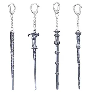 Fashion Movie Cosplay Props Magic Wand Metal Pendant Keyring Car Backpack Key Holder Vintage Jewelry Christmas Gift For Friends
