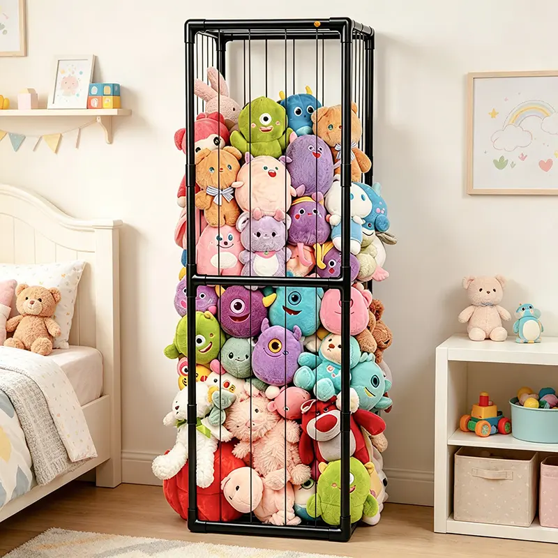 Large PVC Stuffed Animal Zoo Storage Organizer - 2-Layer Adjustable Shelf Rack, Multifunctional Rectangle Racks, Extra-Large Capacity Plastic Toy Display for Toddler Room Nursery Home Organizer