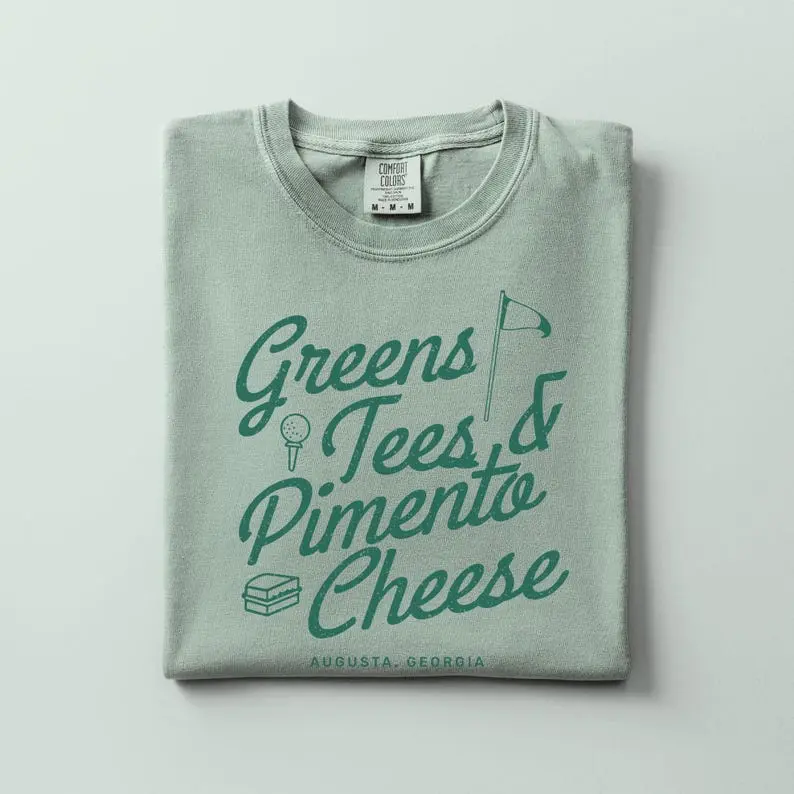 Comfort colors Funny Golf Tee Shirt, Vintage Golf Shirt, Greens Tees Pimento Cheese Shirt, Augusta National Golf Club, Georgia Golf, Retro Golf Lover Gift