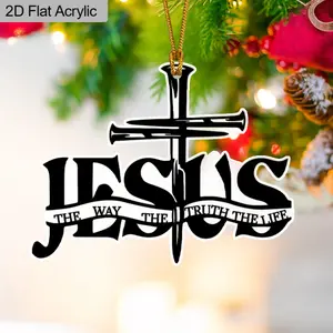 Nail Cross Jesus Bible Verse Acrylic Christian Decoration, Christmas Tree Decor, Car Hanging Ornament, Home Decor, Prayer Room Decor, Religious Ornaments