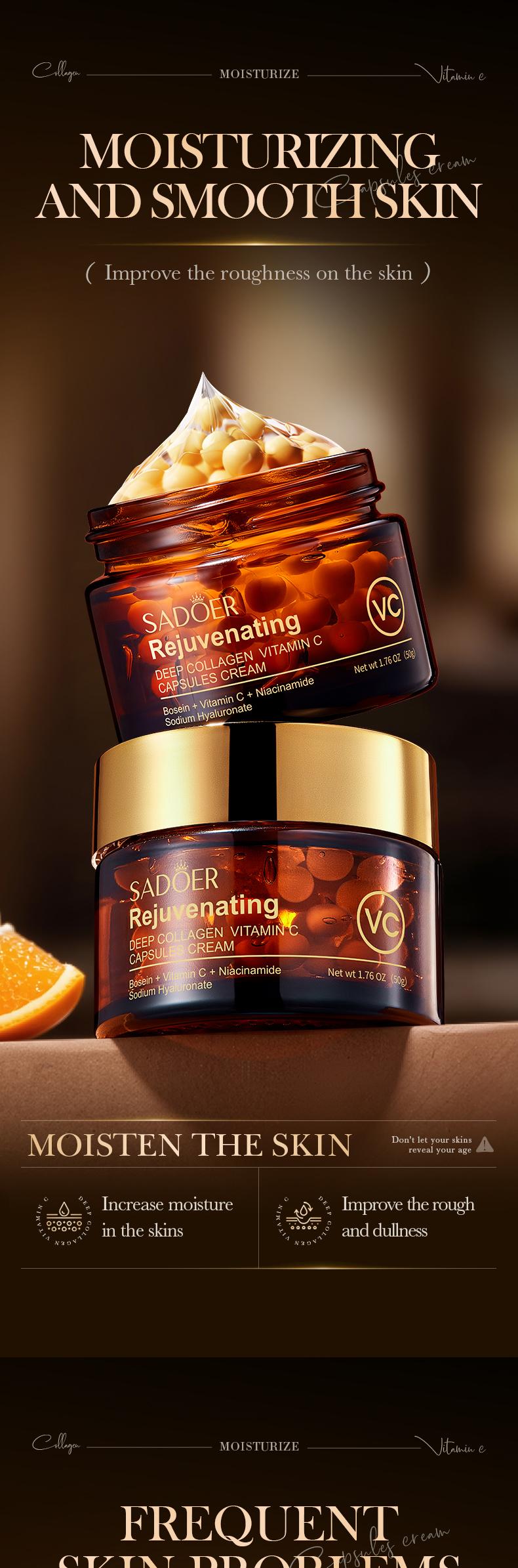Brightening Cream Collagen & Vitamin C Moisturizer Advanced Radiant & Firming Formula Deep Hydrating K-Beauty Facial Care for Glowing Skin