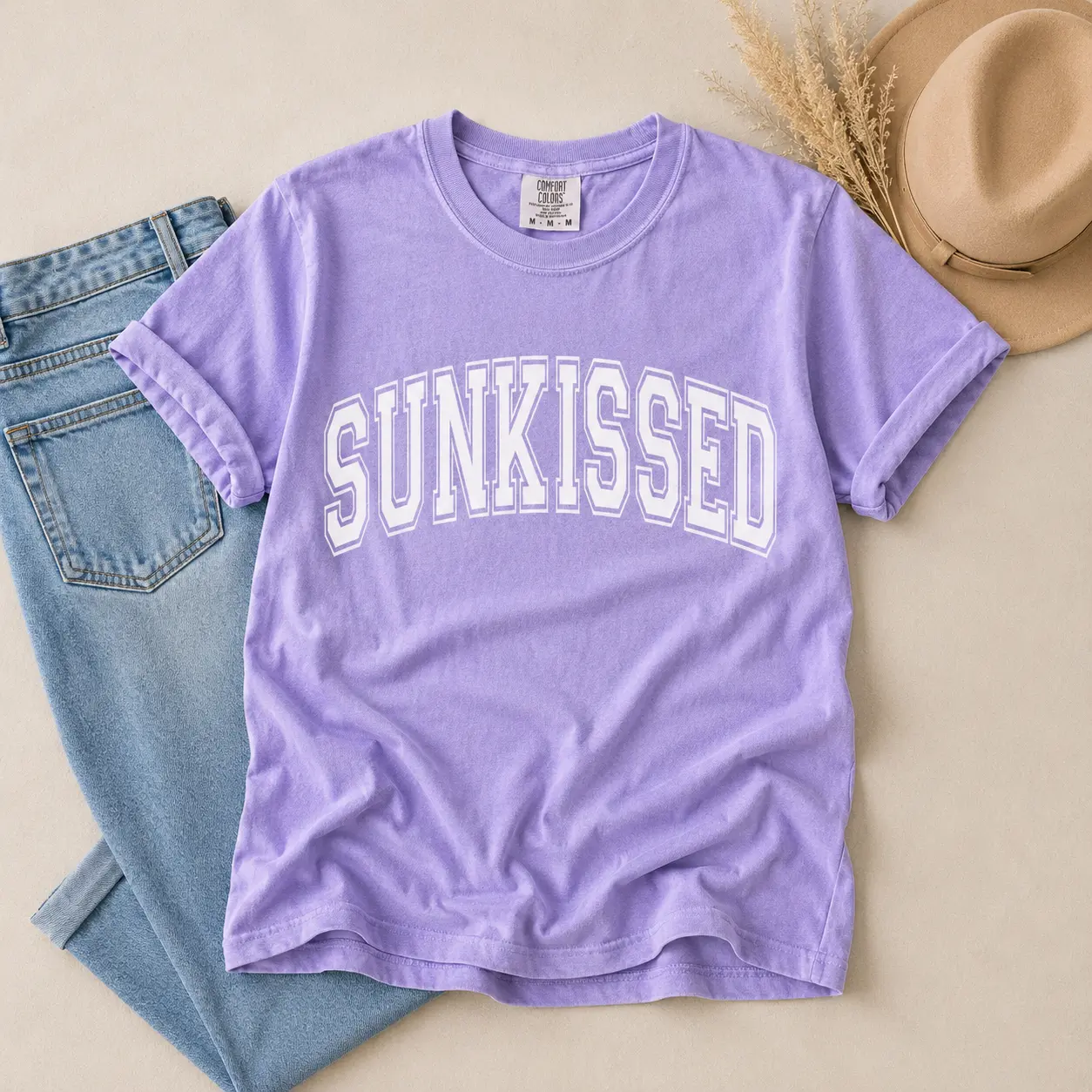 Women's Graphic T-Shirt, Vintage Sunkissed Streetwear Top, Short Sleeve Tee in Soft Cotton, Pastel Colors, Sizes S-3XL, Shortsleeve, Tshirt, Round Neck, Casual Ootd, Colorful Style, Everyday