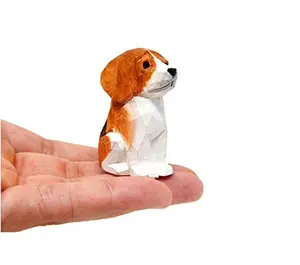Beagle Dog Puppy Figurine - Miniature Small Wooden Carving Handmade Home Decor Small Animals Pet Canine Hound