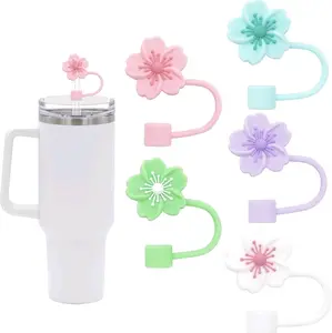 5-Pack 3D Flower Silicone Straw Covers - Soft 10mm Cute Tips for Stanley Tumblers, Gift Colorful Drinkware Reusable