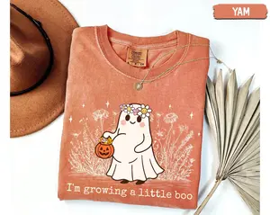 Comfort Colors Halloween Maternity TShirt, Growing A Little Boo, Funny Pregnancy Announcement 2025 Shirt, Spooky Pregnant Costume, New Mommy