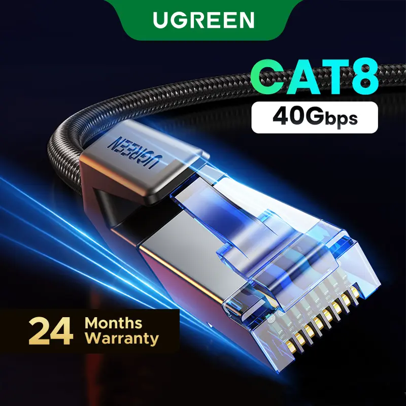 UGREEN Cat 8 Ethernet Cable 6FT, High Speed Braided 40Gbps 2000Mhz Network Cord Cat8 RJ45 Shielded LAN Cables Compatible for Gaming PC Modem Router Noise Streaming Networking Devices,Summer Sale tiktokshopbacktoschool