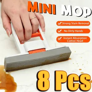 4/8‑Pack Multifunctional Handheld Foldable Desktop Mop, One‑Hand Self‑Wring Wet‑Dry Cleaner for Office Desks, Dining Tables & Bathtubs