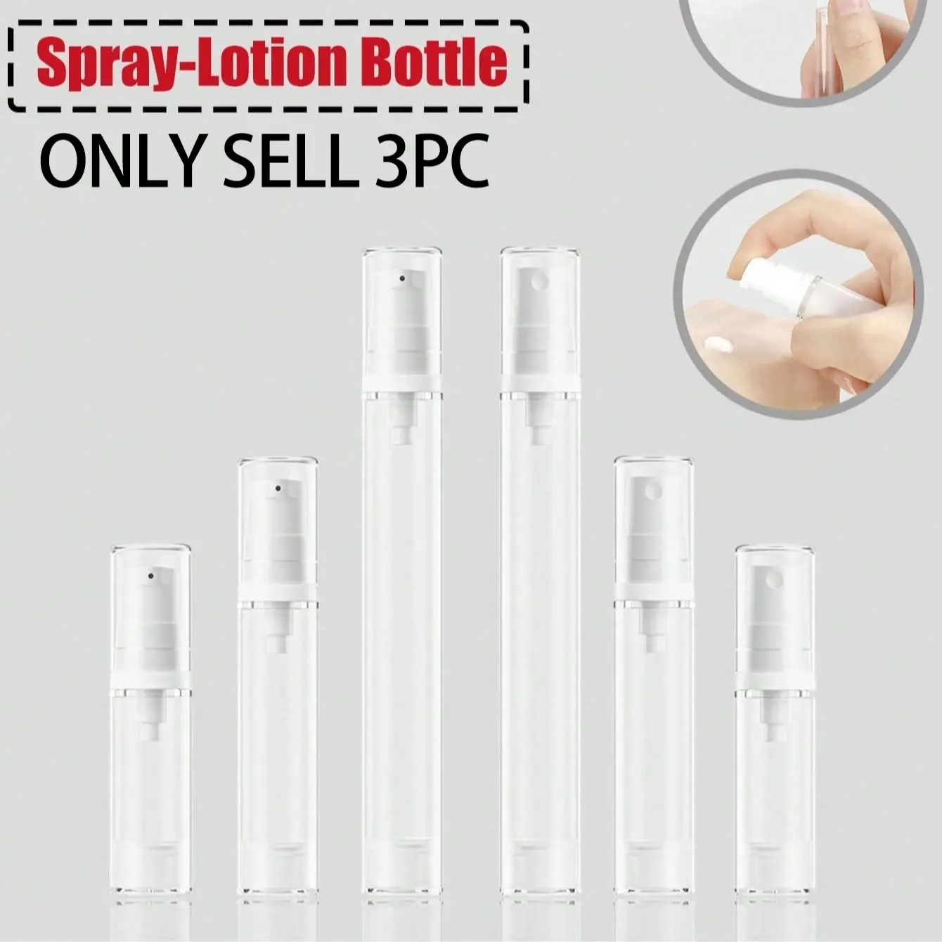 5/10/15ML Fine Tube Vacuum Bottle, Press Pump Spray Bottle, Cosmetic Lotion Bottle, Makeup Container, Travel Size, Sealed Well, Non-Leakage, Mini Portable, Empty Refillable Bottle, Sample Vials
