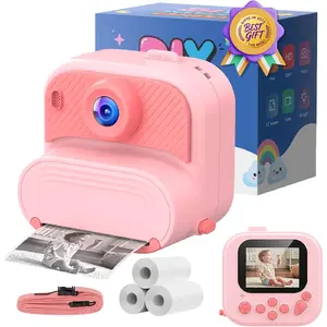 Children's Instant Print Camera: 1080P HD Digital Camera, suitable for girls aged 3-12 - Toddler camera toy gift, suitable for children aged 4, 5, 6, 7, 8, 9, 10, 11 - Ideal birthday gift, pink version