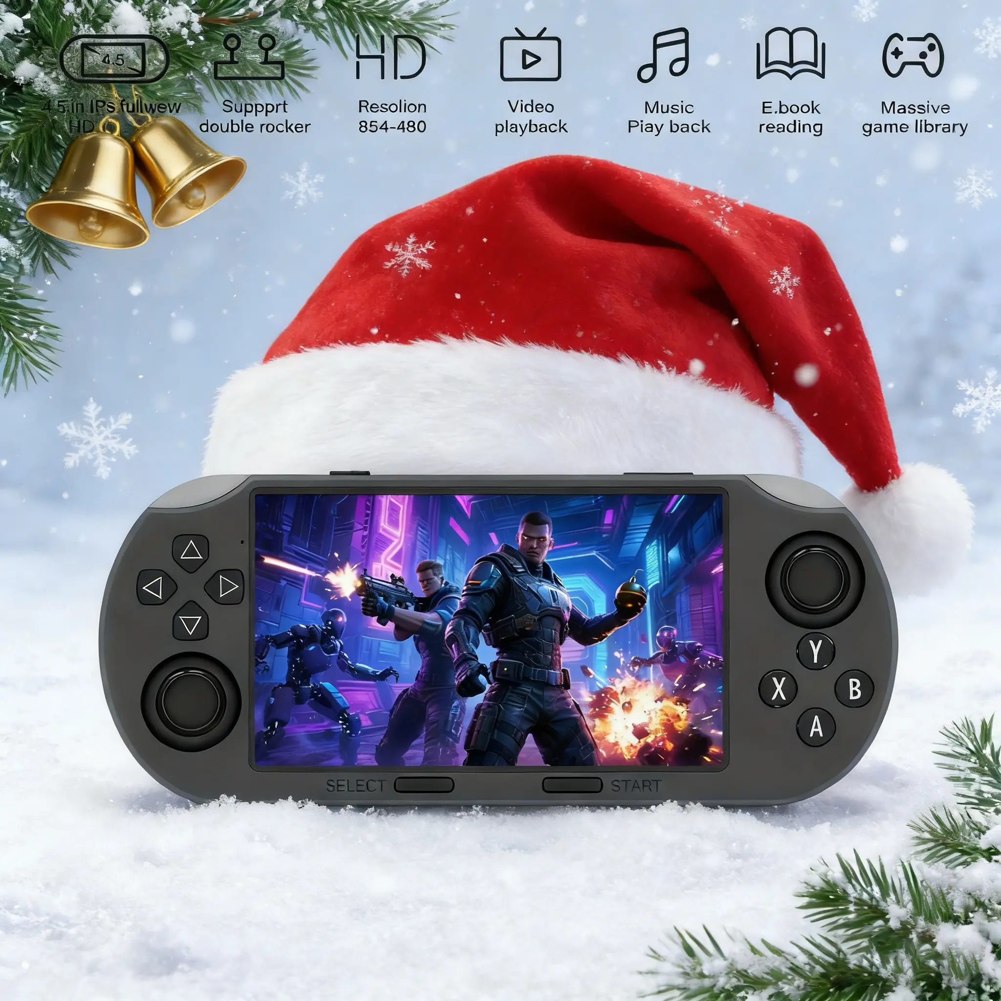 Sf3000 Retro Portable Handheld Gaming Console with 4.5 Inch HD Screen, Dual Core Processor, 3000mah Battery, OTG Function, Integrated Stand