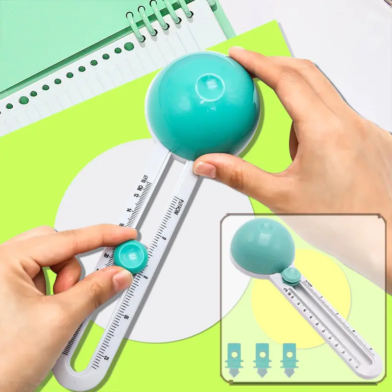 Craft Circle Cutter With 3 Blades, Compass Circle Cutter for Paper Circular Cutting Tool for Cardstocks