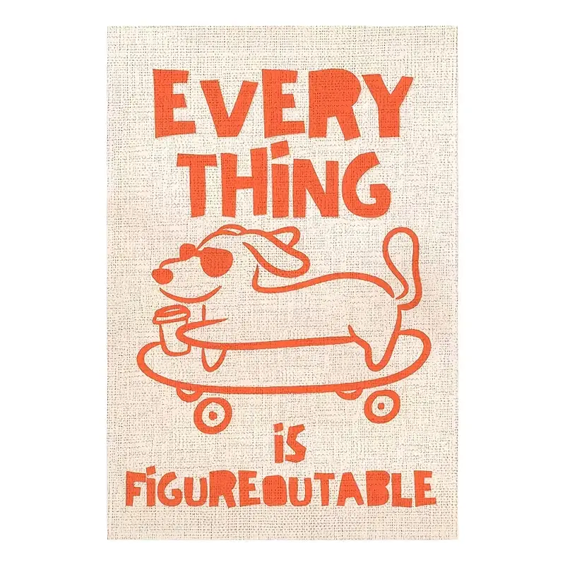 Everything Is Figureoutable Dachshund Skateboard Garden Flag - Orange Line Art, Cool Sunglasses Wiener Dog Design, Motivational Decorative Yard Flag for Dog Lovers, Coffee Cup Enthusiasts, Creative Yard Decor (Skateboarding-Themed Outdoor Lawn Decoration)