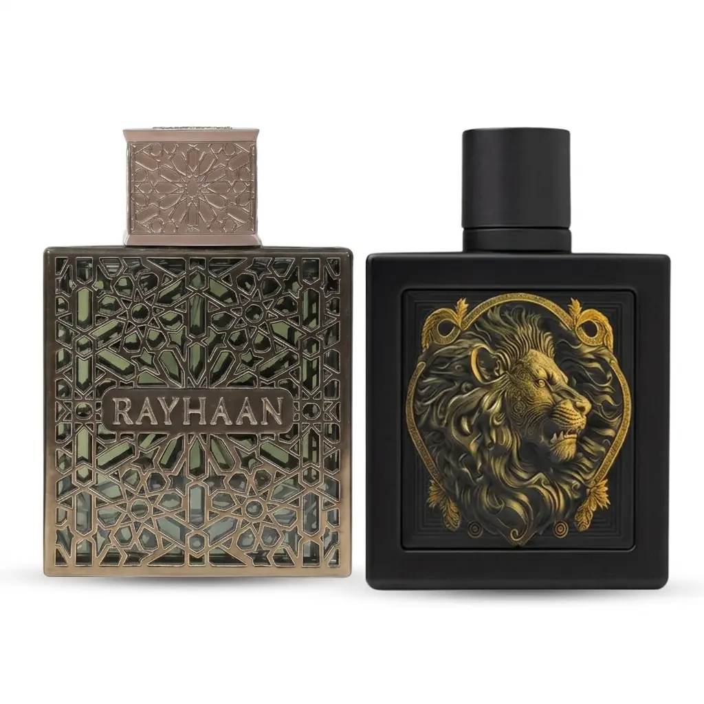 Rayhaan Men's Lion & Terra EDP Fragrance Gift Set (2-Pack) - Bold Woody, Multi-Scent, Non-Toxic, Spray-On, Boxed Men's Fragrance, Bold Woody Fragrance