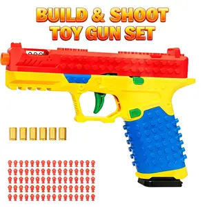 Tactical DIY Buliding Block Handle Set-Multiplayer Strategy Collaboration Toy for Outdoor Team Activities-Glock Soft Buliet Gun-for Ages 15+