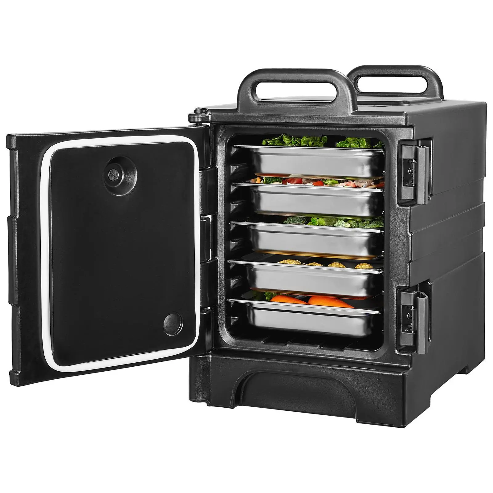 【Backtoschool】VEVOR Insulated Food Pan Carrier,  , 81 Qt Hot Box for Catering, Food Box Carrier with Double Buckles, Front Loading Food Warmer with Handles, Stackable End Loader for Restaurant, Canteen