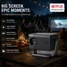 VOPLLS A6 Netflix Officially Certified Smart Projector - 4K Support, 1200 Lumens, Dolby Built-in Audio, Auto Focus, WiFi, Bluetooth, Speaker, Portable Full HD, Hanging Home Cinema for Bedroom with Cleaning Kit