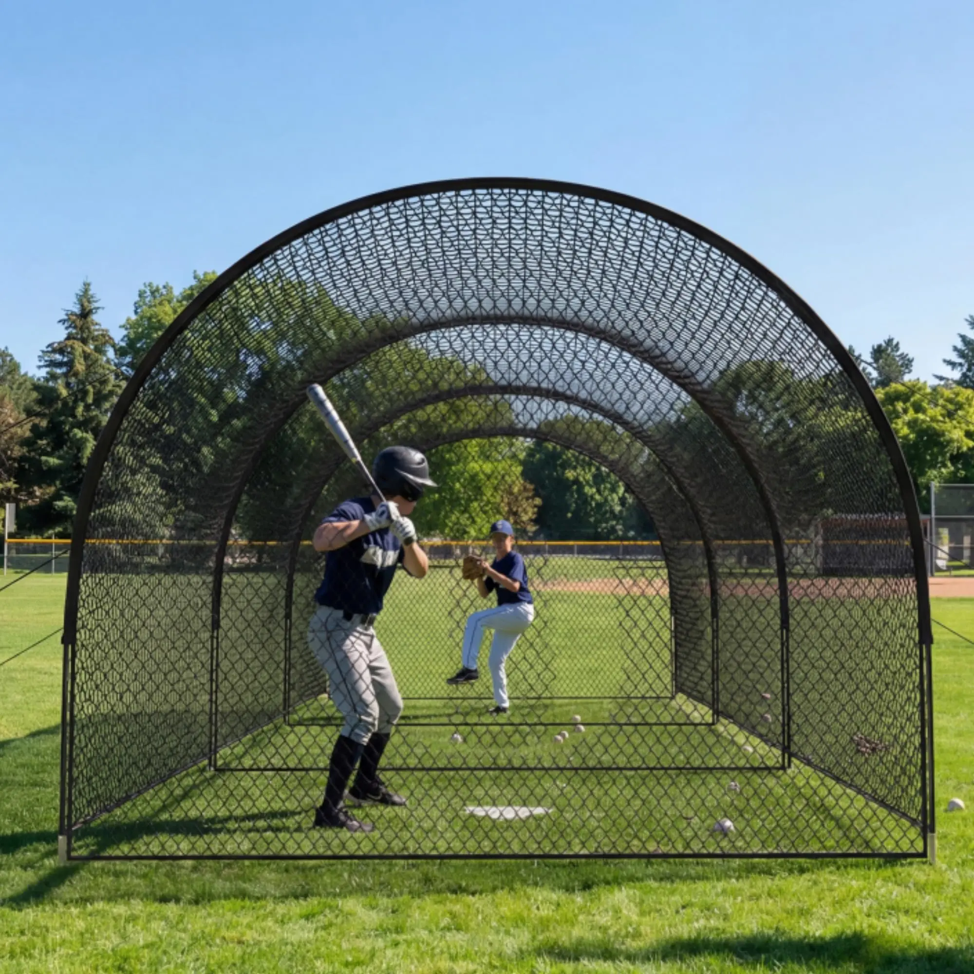 33ft Batting Cage Net with Frame – Multi-Sport Practice Cage for Baseball, Softball, and Golf, Ideal for Yard or Sports Field Training