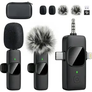 4in1  Lavalier Microphone for , iPad, Android, Camera,computers;mini Noise Reduction Recording Mic 2.4G Ultra-Low Delay,with storage box for Live Stream Content Creators Podcast