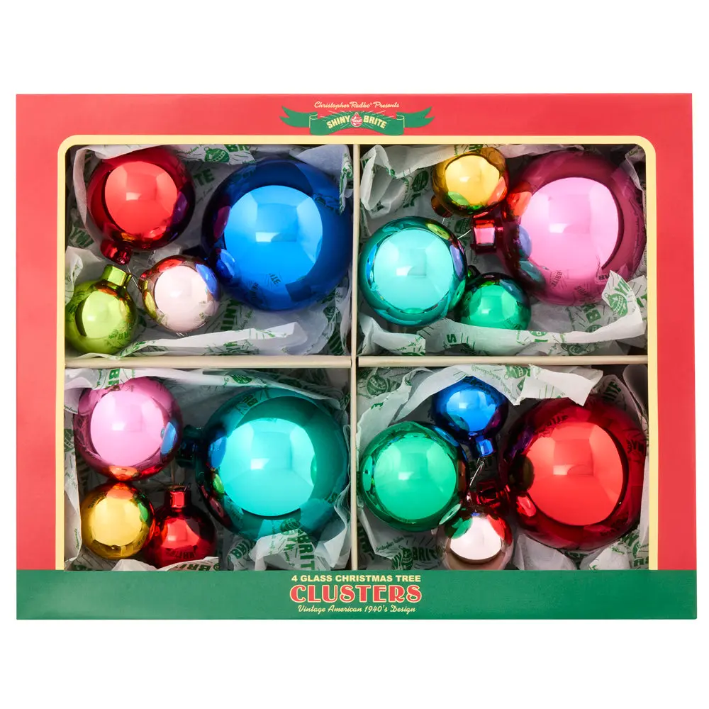 Shiny Christmas Confetti Decor Set - 4-Piece Party Accessory Ornament with 1.25in, 1.75in & 2.5in Clusters, Christmas Decorations
